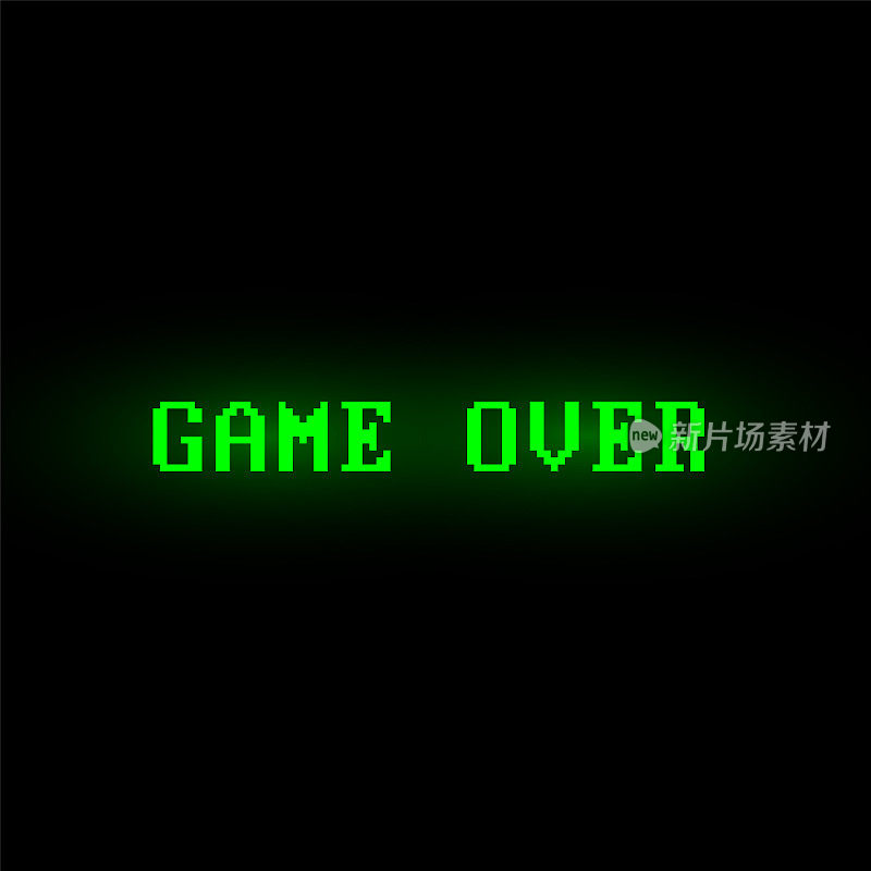 Green 'Game Over' screen on black background